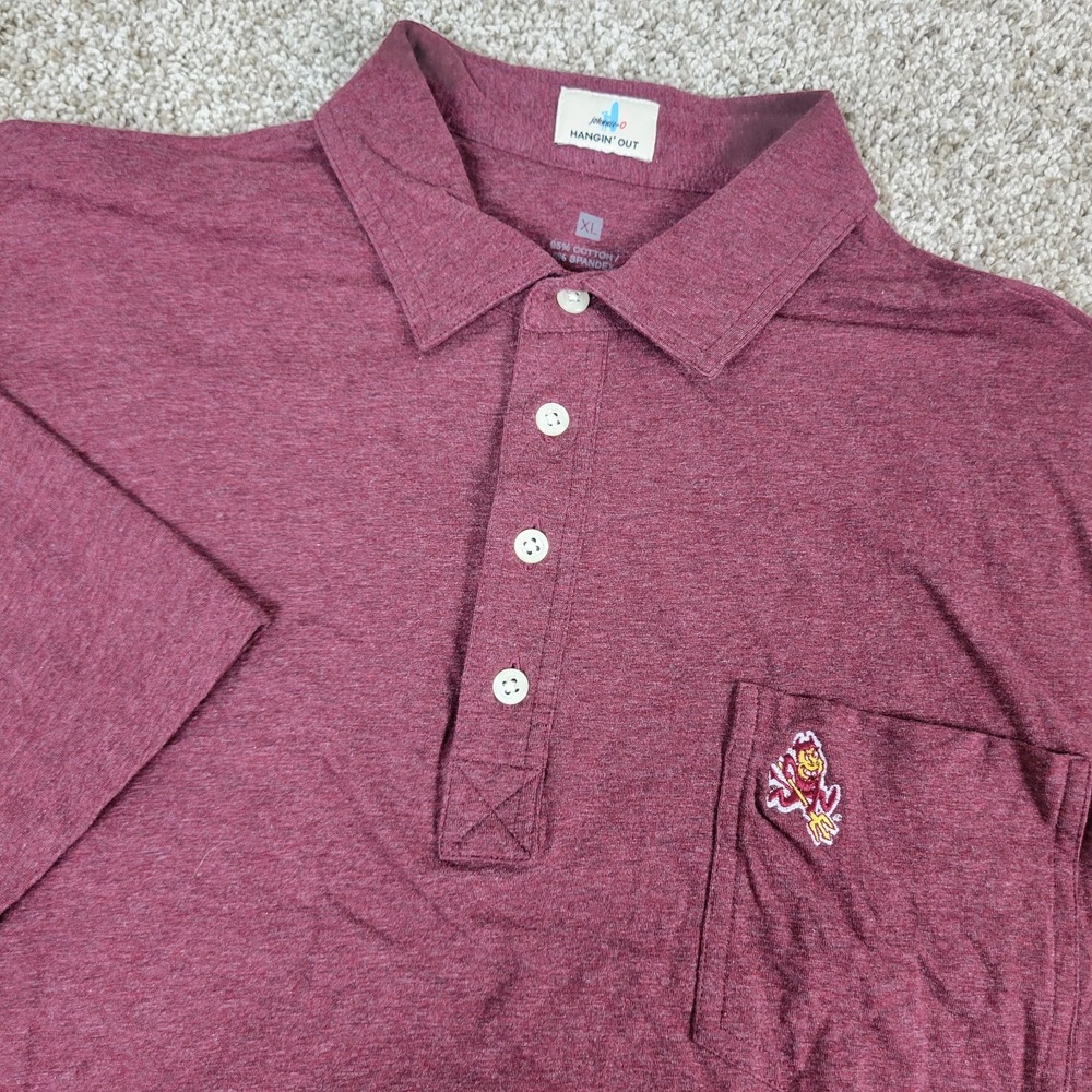 Johnnie O Hangin Out ASU Sun Devils Mens XL Maroon Performance Stretch Polo